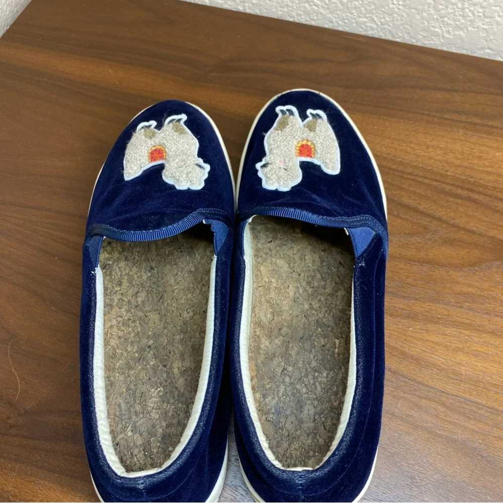 Soludos Velvet Llama Round Toe Slip On Sneakers‎ Navy Blue Women's Size US 8.5